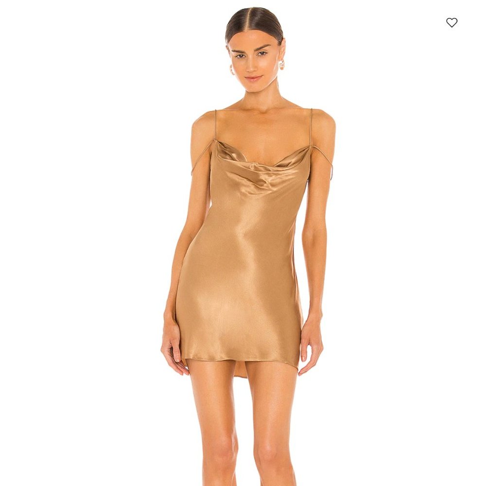 Revolve - Bronze Satin Mini Slip Dress